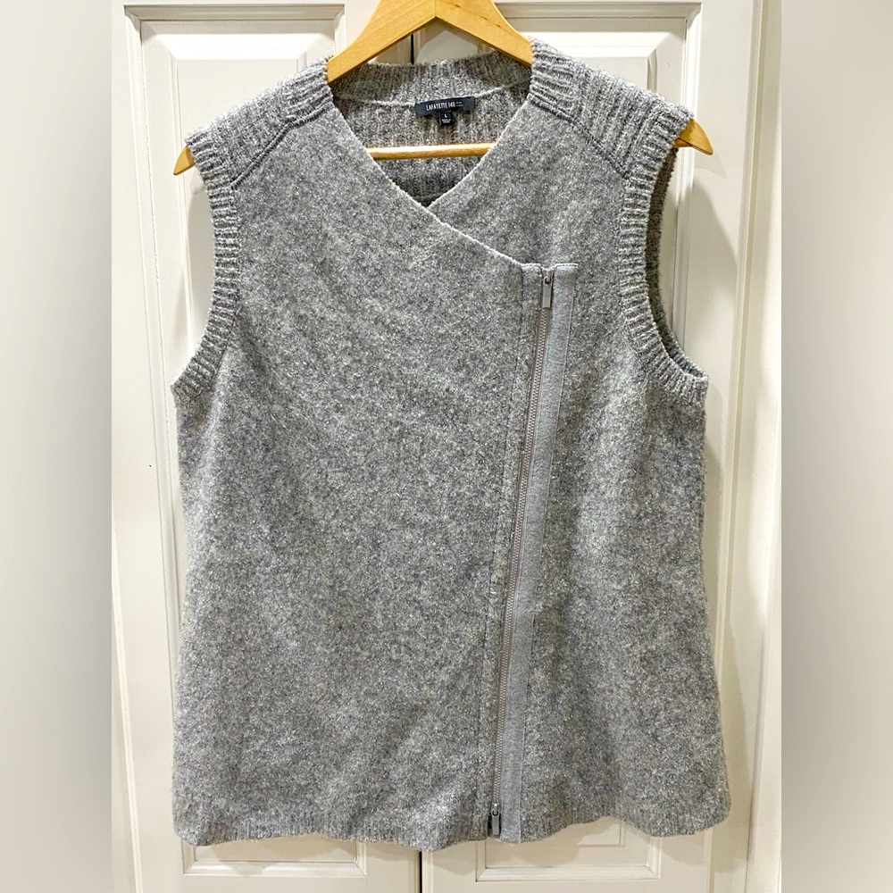 Lafayette 148 New York Gray Sleeveless Cardigan